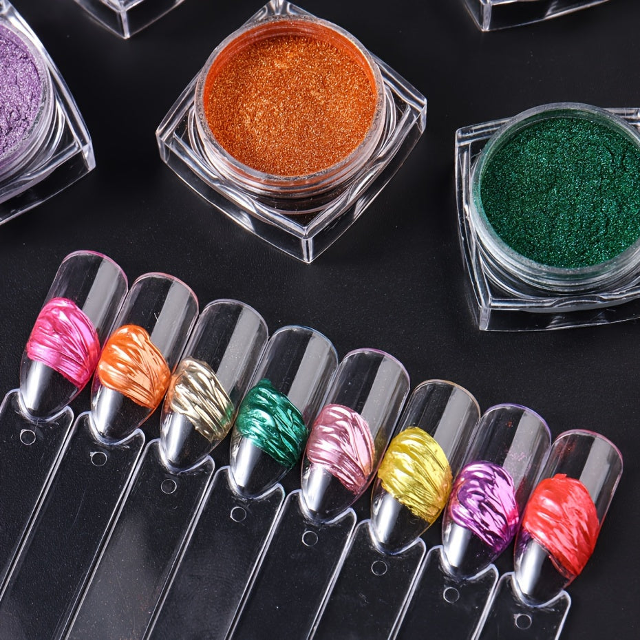 36 Box Super-Bright Metallic Mirror Nail Powder Set Y2K Chrome Pigment Flakes Fine Glitter Rubbing On Dust Manicure Decoration